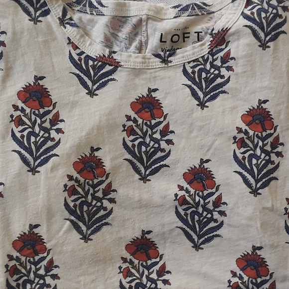{LOFT} Women's Gray Floral Vintage Soft Tee Sz S - Picture 5 of 5